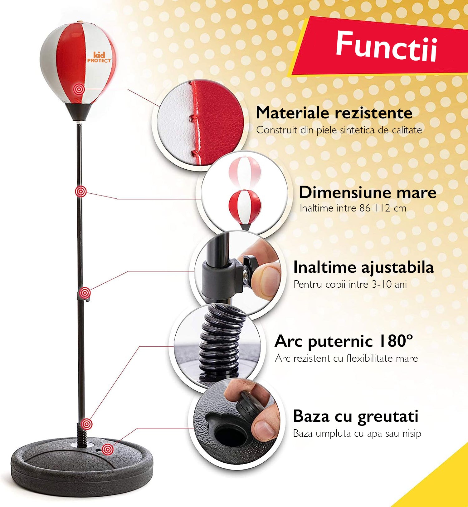 Sac de box copii KidProtect, rosu/alb Sac de box copii KidProtect, rosu/alb